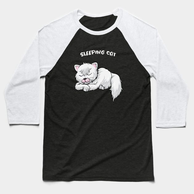 Cute Cat Meow Animal Baseball T-Shirt by JeffDesign